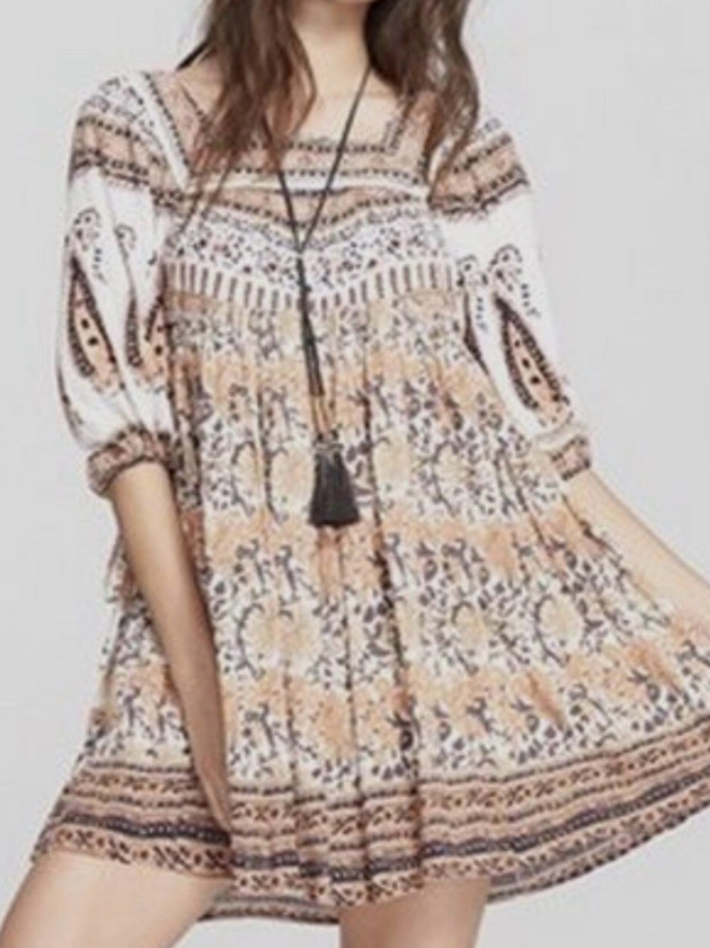 Free People Midsummer Boho Dress Size L Floral Open Back